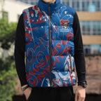 Personalized Newcastle Knights Rugby Sleeveless Puffer Jacket Urban Street Graffiti Style - Distressed Splatter Elements