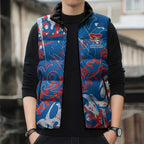Personalized Newcastle Knights Rugby Sleeveless Puffer Jacket Urban Street Graffiti Style - Distressed Splatter Elements