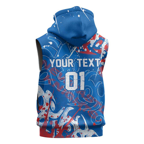 Personalized Newcastle Knights Rugby Sleeveless Zip Hoodie Urban Street Graffiti Style - Distressed Splatter Elements