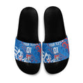 Personalized Newcastle Knights Rugby Slide Sandals Urban Street Graffiti Style - Distressed Splatter Elements