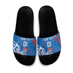 Personalized Newcastle Knights Rugby Slide Sandals Urban Street Graffiti Style - Distressed Splatter Elements