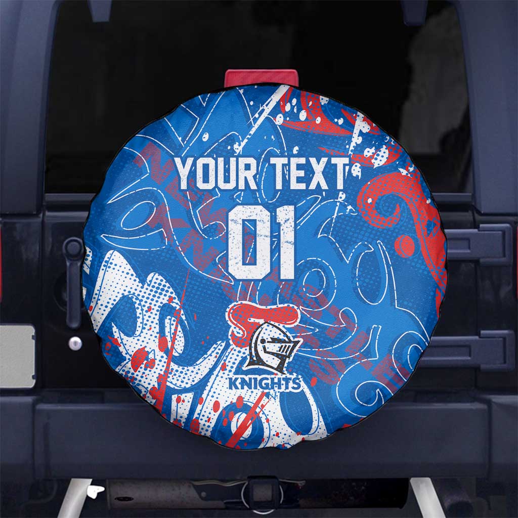 Personalized Newcastle Knights Rugby Spare Tire Cover Urban Street Graffiti Style - Distressed Splatter Elements