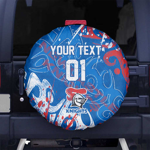 Personalized Newcastle Knights Rugby Spare Tire Cover Urban Street Graffiti Style - Distressed Splatter Elements
