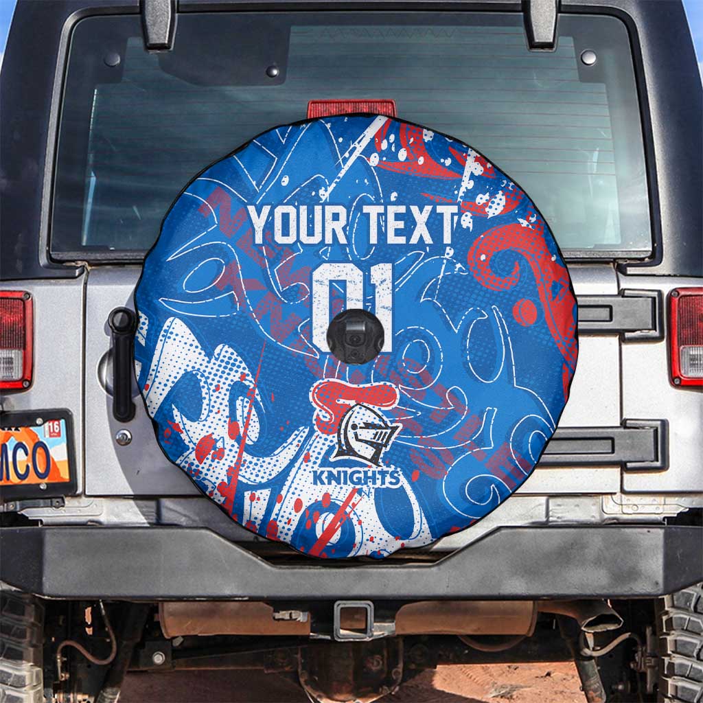 Personalized Newcastle Knights Rugby Spare Tire Cover Urban Street Graffiti Style - Distressed Splatter Elements