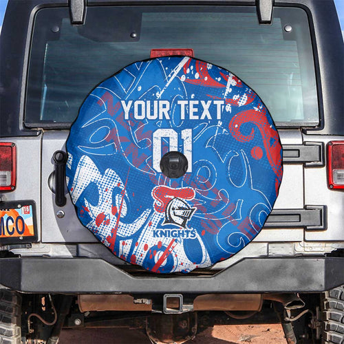 Personalized Newcastle Knights Rugby Spare Tire Cover Urban Street Graffiti Style - Distressed Splatter Elements