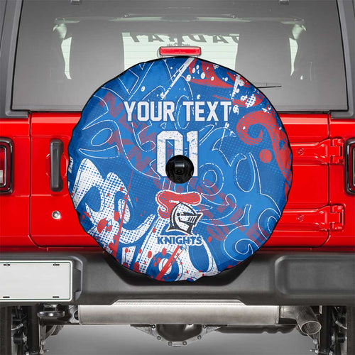 Personalized Newcastle Knights Rugby Spare Tire Cover Urban Street Graffiti Style - Distressed Splatter Elements
