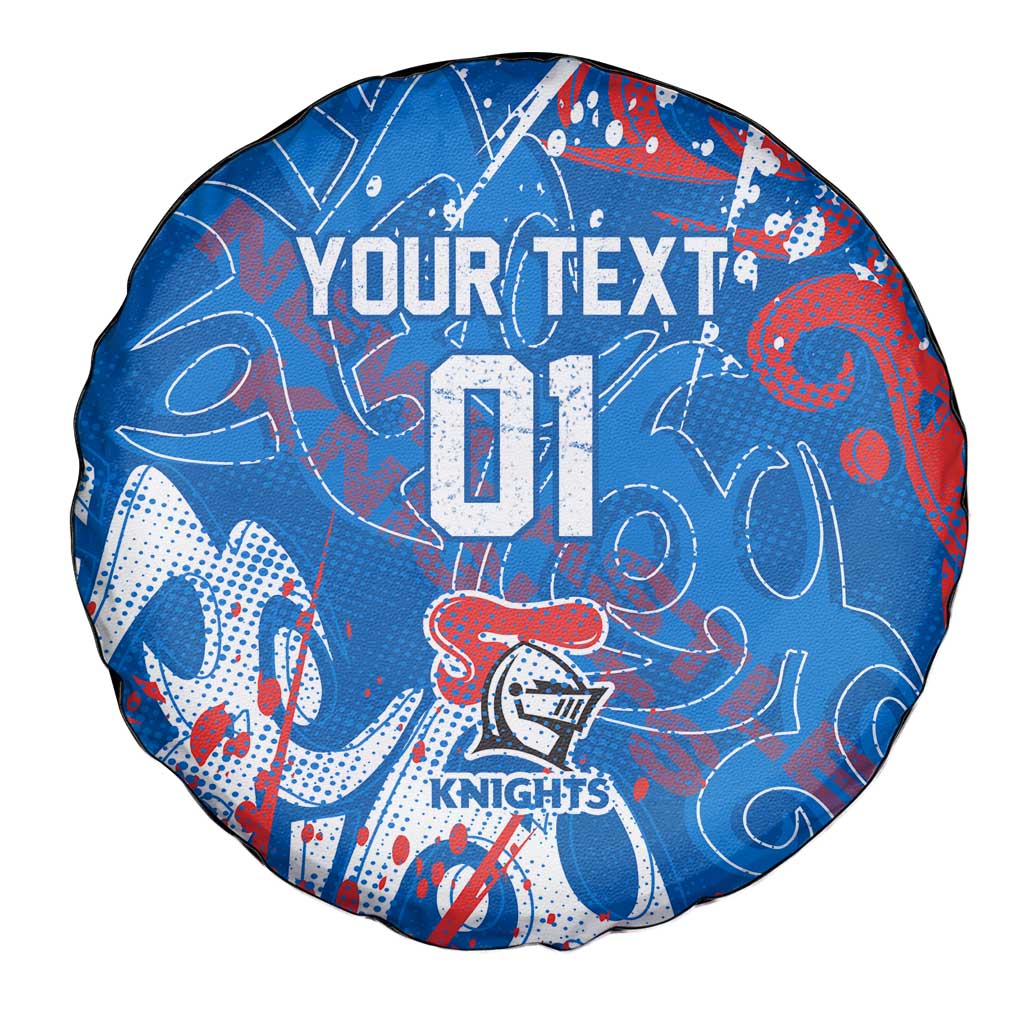 Personalized Newcastle Knights Rugby Spare Tire Cover Urban Street Graffiti Style - Distressed Splatter Elements