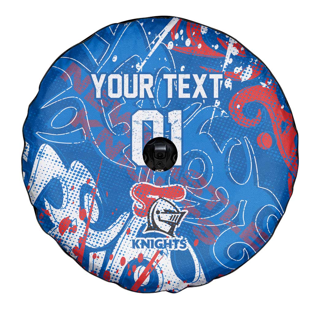Personalized Newcastle Knights Rugby Spare Tire Cover Urban Street Graffiti Style - Distressed Splatter Elements