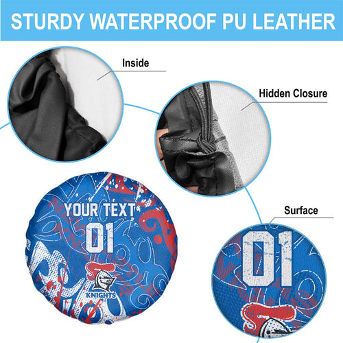Personalized Newcastle Knights Rugby Spare Tire Cover Urban Street Graffiti Style - Distressed Splatter Elements