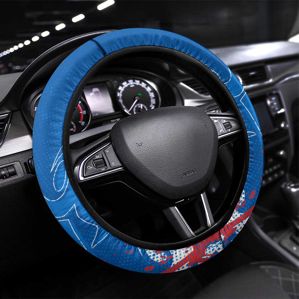 Newcastle Knights Rugby Steering Wheel Cover Urban Street Graffiti Style - Distressed Splatter Elements