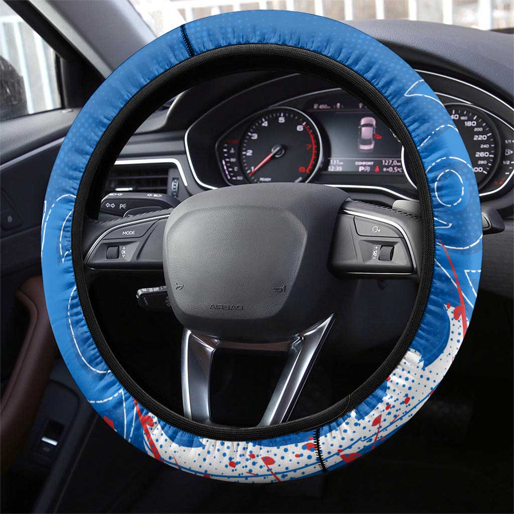 Newcastle Knights Rugby Steering Wheel Cover Urban Street Graffiti Style - Distressed Splatter Elements
