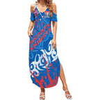 Personalized Newcastle Knights Rugby Summer Maxi Dress Urban Street Graffiti Style - Distressed Splatter Elements