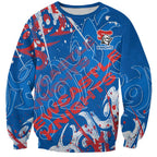 Personalized Newcastle Knights Rugby Sweatshirt Urban Street Graffiti Style - Distressed Splatter Elements
