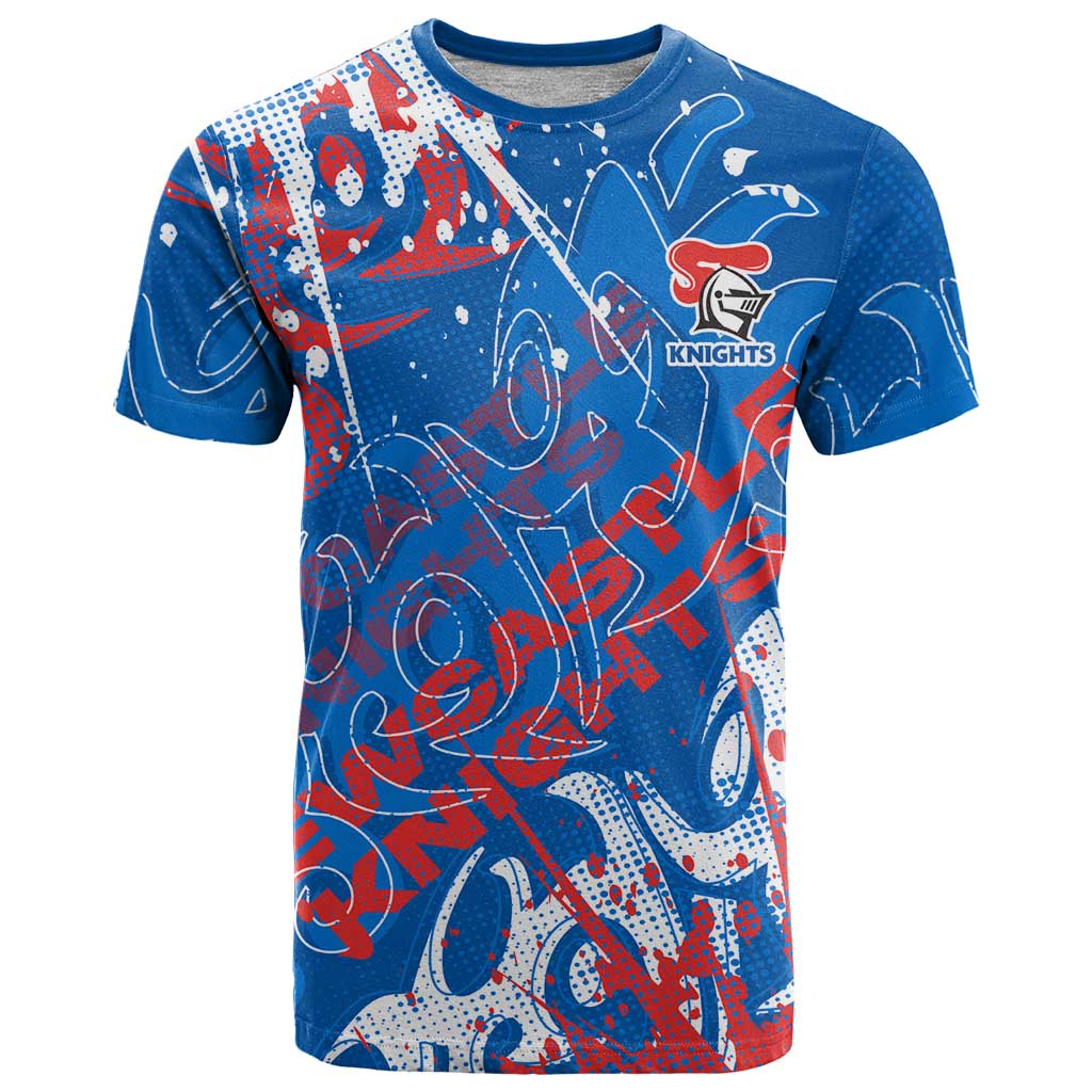 Personalized Newcastle Knights Rugby T Shirt Urban Street Graffiti Style - Distressed Splatter Elements