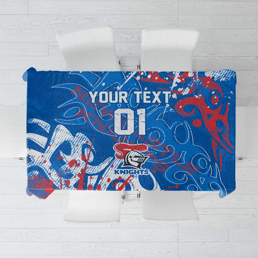 Personalized Newcastle Knights Rugby Tablecloth Urban Street Graffiti Style - Distressed Splatter Elements