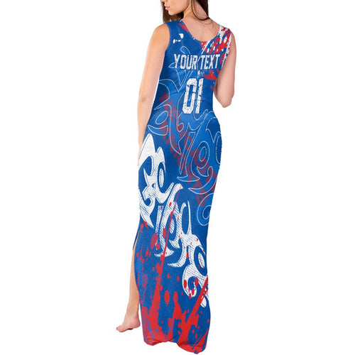 Personalized Newcastle Knights Rugby Tank Maxi Dress Urban Street Graffiti Style - Distressed Splatter Elements