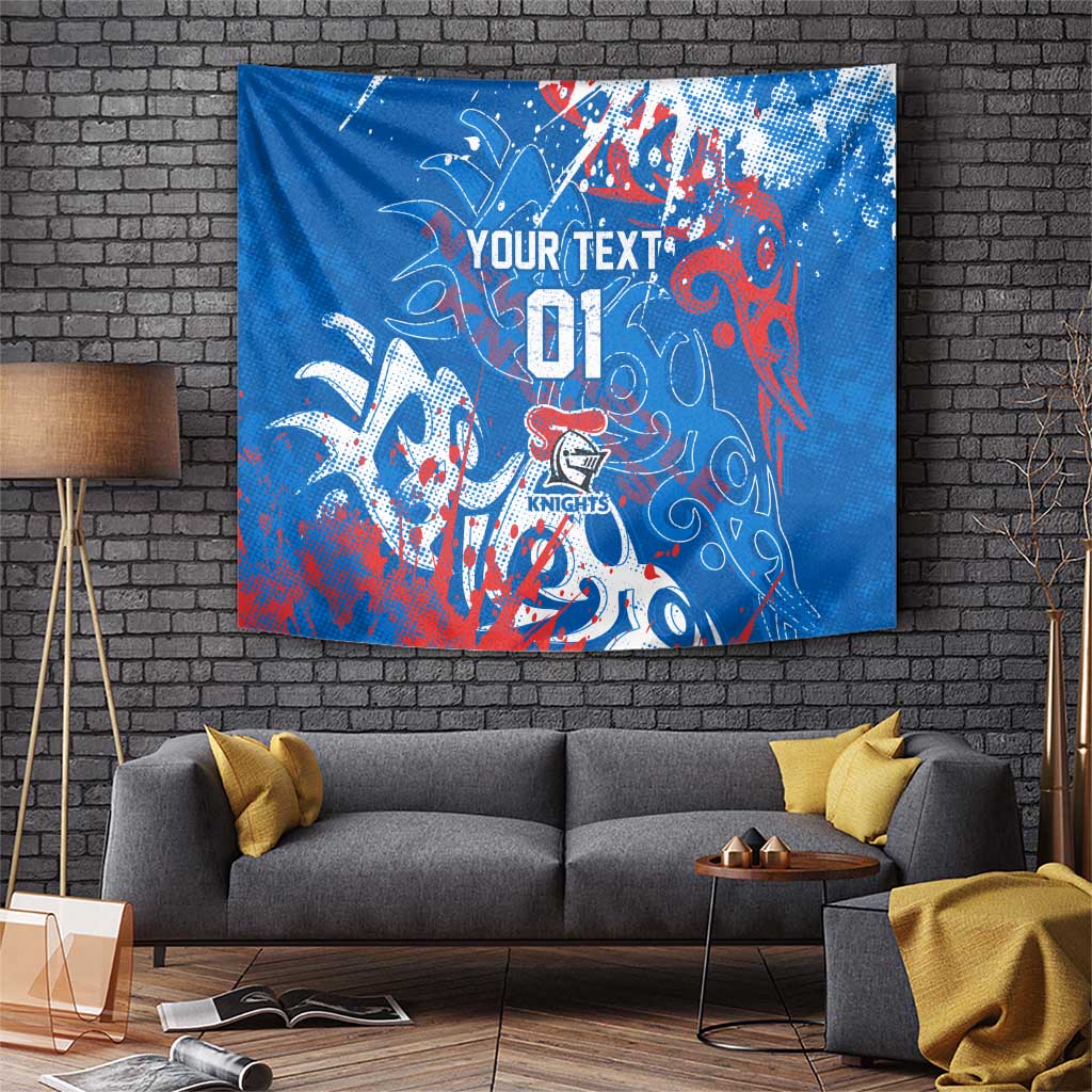 Personalized Newcastle Knights Rugby Tapestry Urban Street Graffiti Style - Distressed Splatter Elements