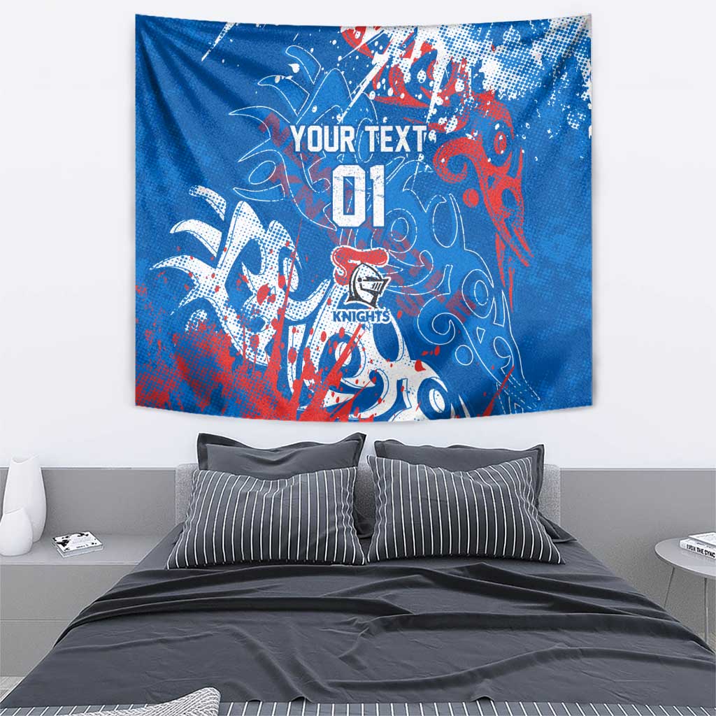 Personalized Newcastle Knights Rugby Tapestry Urban Street Graffiti Style - Distressed Splatter Elements