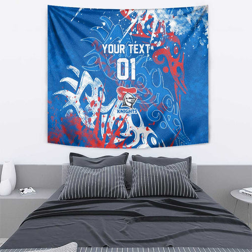 Personalized Newcastle Knights Rugby Tapestry Urban Street Graffiti Style - Distressed Splatter Elements