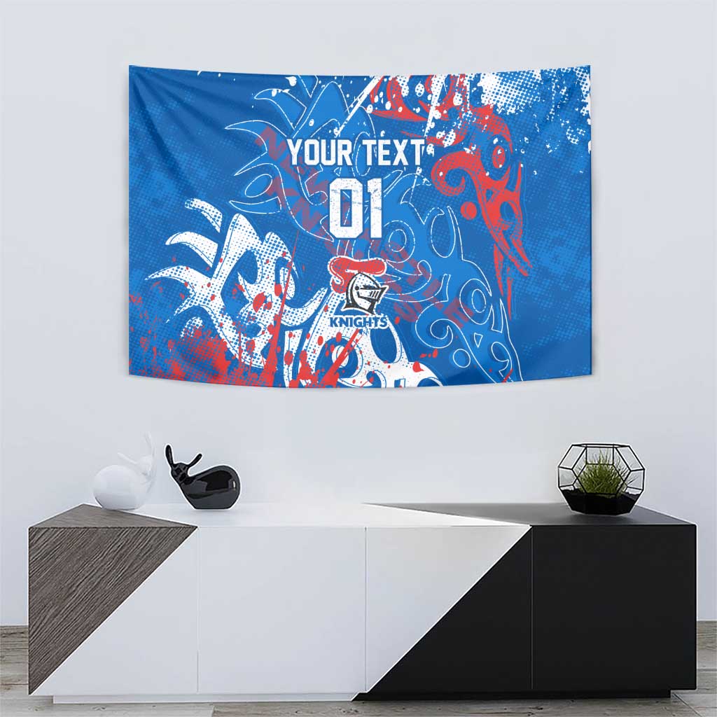 Personalized Newcastle Knights Rugby Tapestry Urban Street Graffiti Style - Distressed Splatter Elements