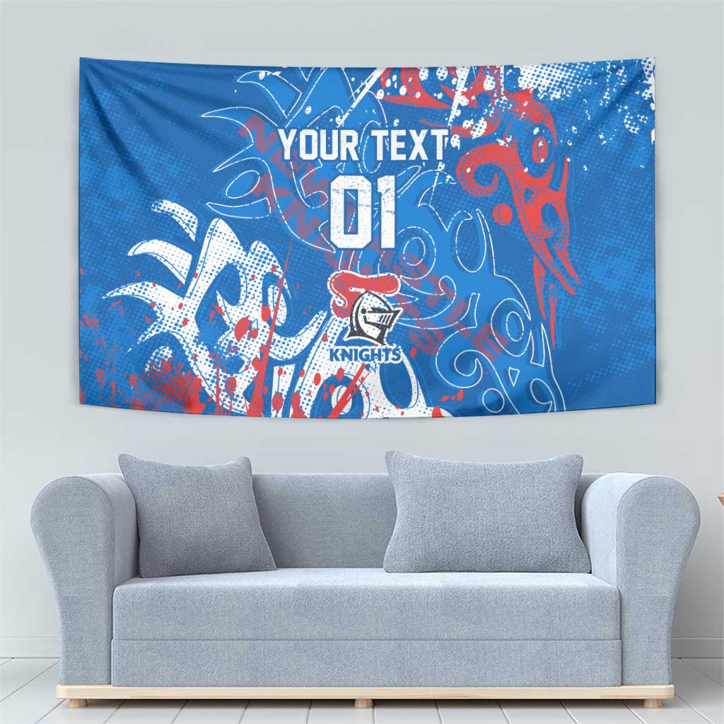 Personalized Newcastle Knights Rugby Tapestry Urban Street Graffiti Style - Distressed Splatter Elements