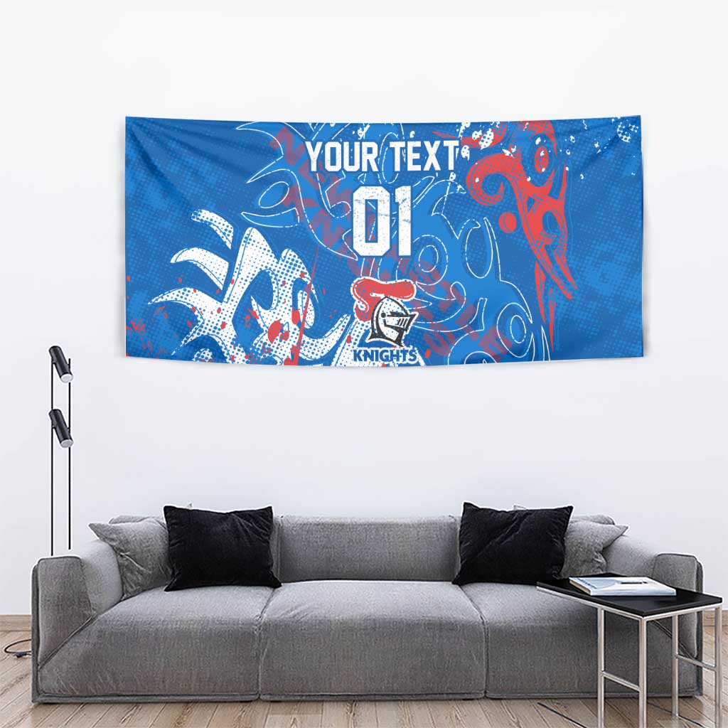 Personalized Newcastle Knights Rugby Tapestry Urban Street Graffiti Style - Distressed Splatter Elements