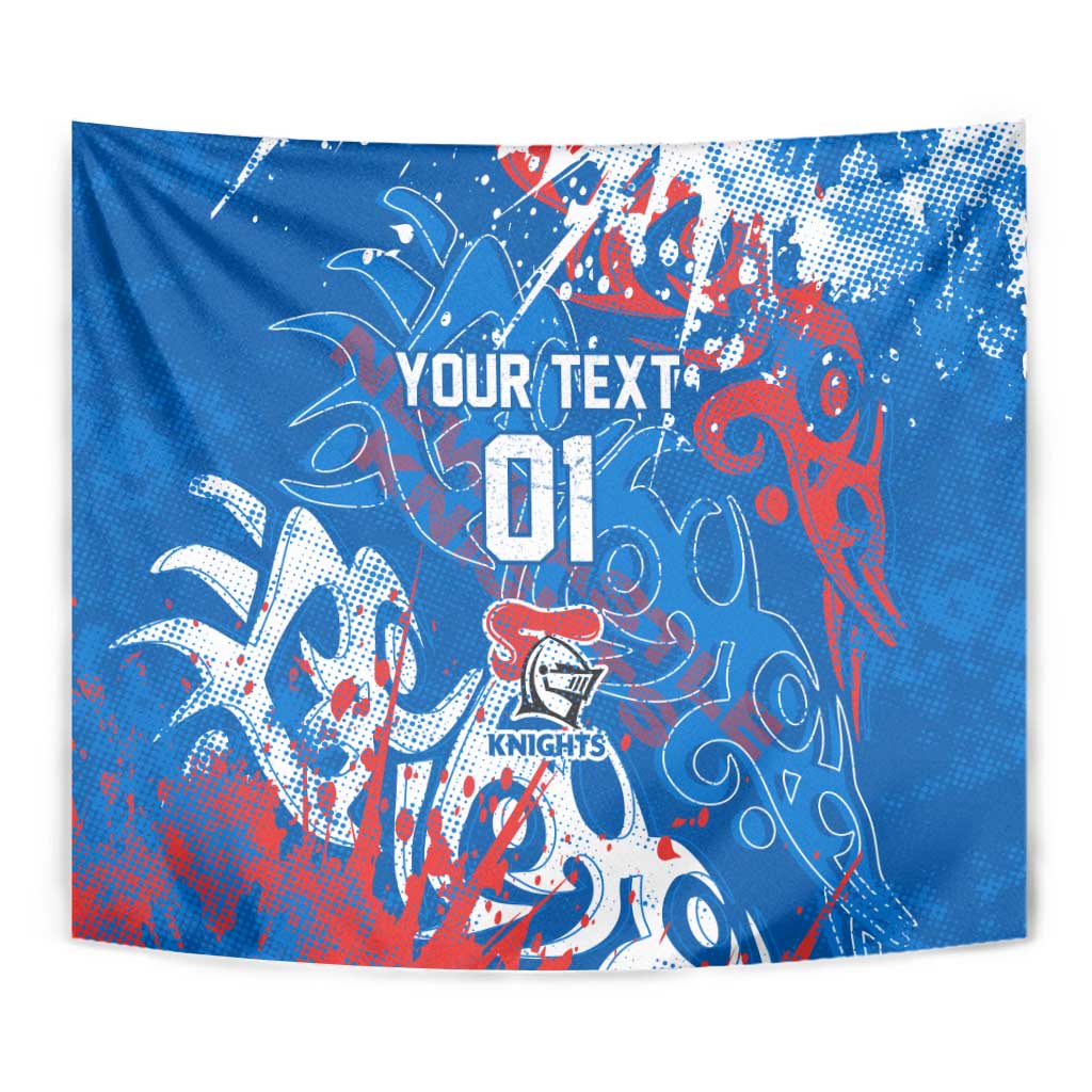 Personalized Newcastle Knights Rugby Tapestry Urban Street Graffiti Style - Distressed Splatter Elements