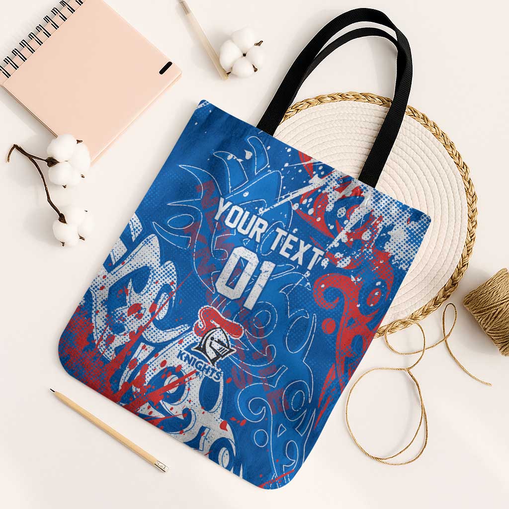 Personalized Newcastle Knights Rugby Tote Bag Urban Street Graffiti Style - Distressed Splatter Elements