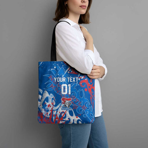 Personalized Newcastle Knights Rugby Tote Bag Urban Street Graffiti Style - Distressed Splatter Elements