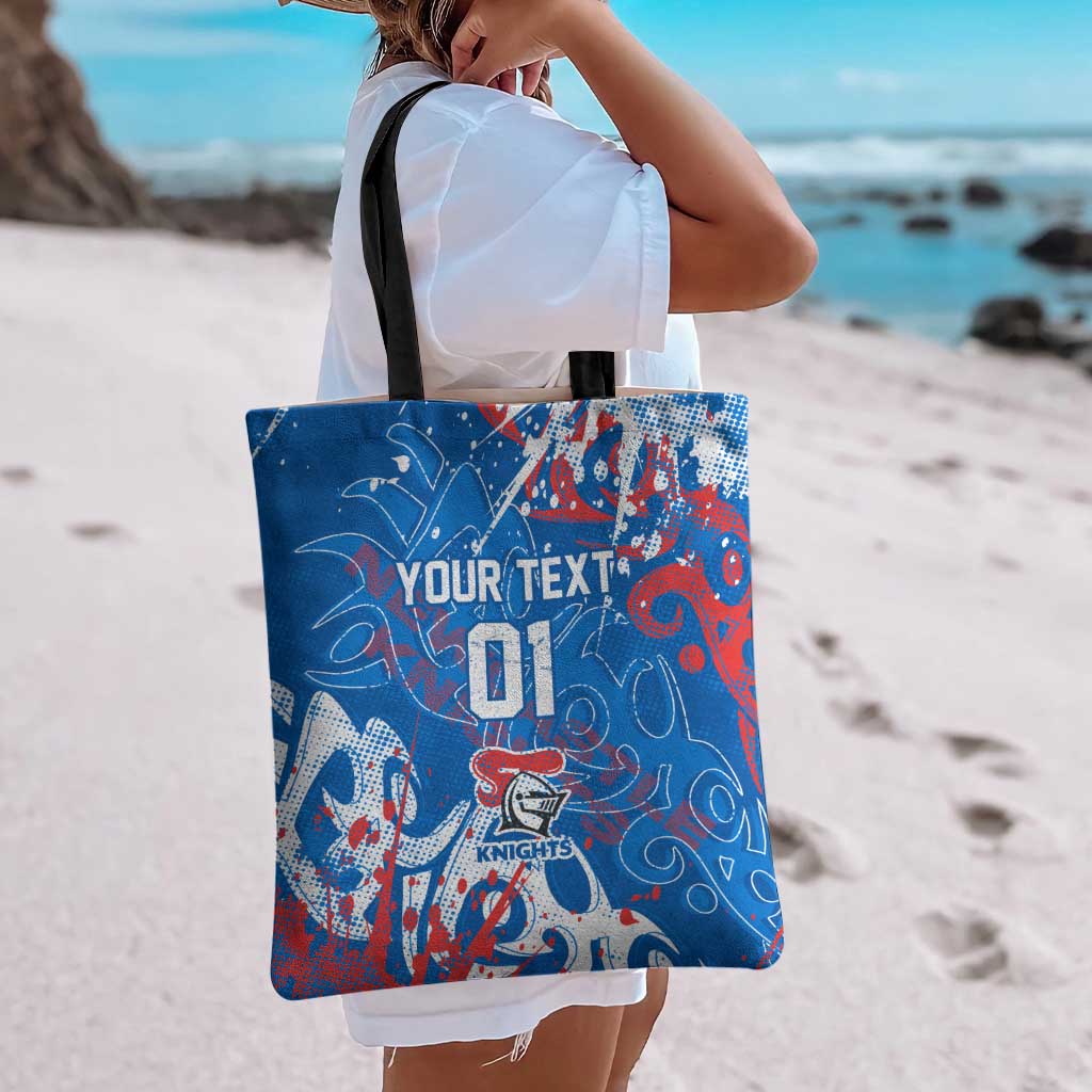Personalized Newcastle Knights Rugby Tote Bag Urban Street Graffiti Style - Distressed Splatter Elements
