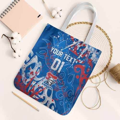 Personalized Newcastle Knights Rugby Tote Bag Urban Street Graffiti Style - Distressed Splatter Elements