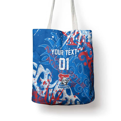 Personalized Newcastle Knights Rugby Tote Bag Urban Street Graffiti Style - Distressed Splatter Elements