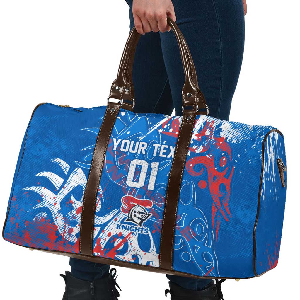 Personalized Newcastle Knights Rugby Travel Bag Urban Street Graffiti Style - Distressed Splatter Elements