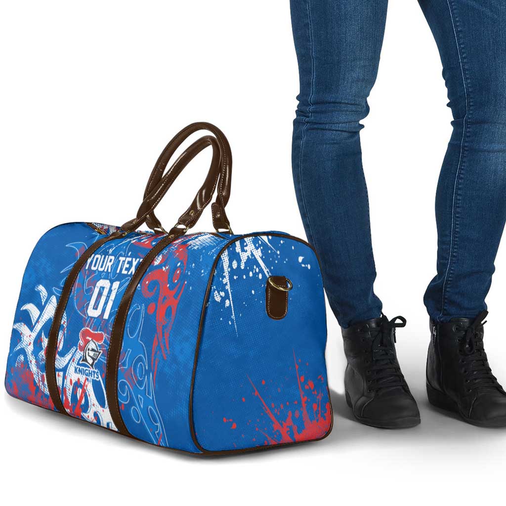 Personalized Newcastle Knights Rugby Travel Bag Urban Street Graffiti Style - Distressed Splatter Elements