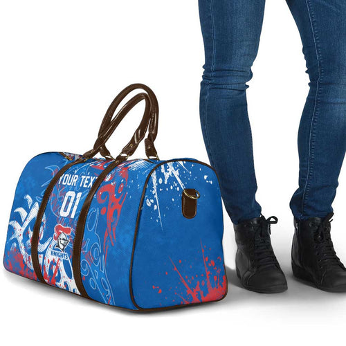 Personalized Newcastle Knights Rugby Travel Bag Urban Street Graffiti Style - Distressed Splatter Elements