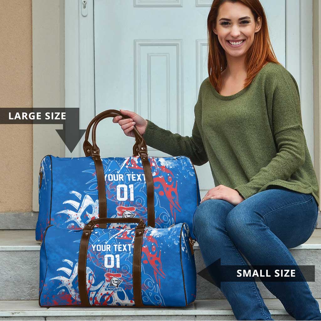Personalized Newcastle Knights Rugby Travel Bag Urban Street Graffiti Style - Distressed Splatter Elements