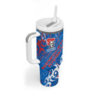 Personalized Newcastle Knights Rugby Tumbler With Handle Urban Street Graffiti Style - Distressed Splatter Elements