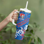 Personalized Newcastle Knights Rugby Tumbler With Handle Urban Street Graffiti Style - Distressed Splatter Elements