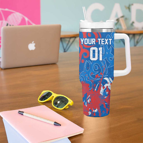 Personalized Newcastle Knights Rugby Tumbler With Handle Urban Street Graffiti Style - Distressed Splatter Elements