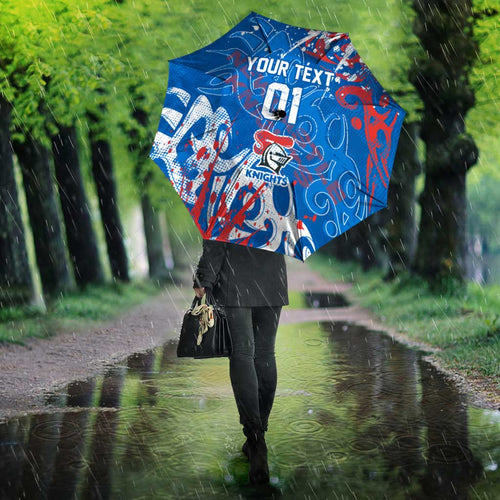 Personalized Newcastle Knights Rugby Umbrella Urban Street Graffiti Style - Distressed Splatter Elements
