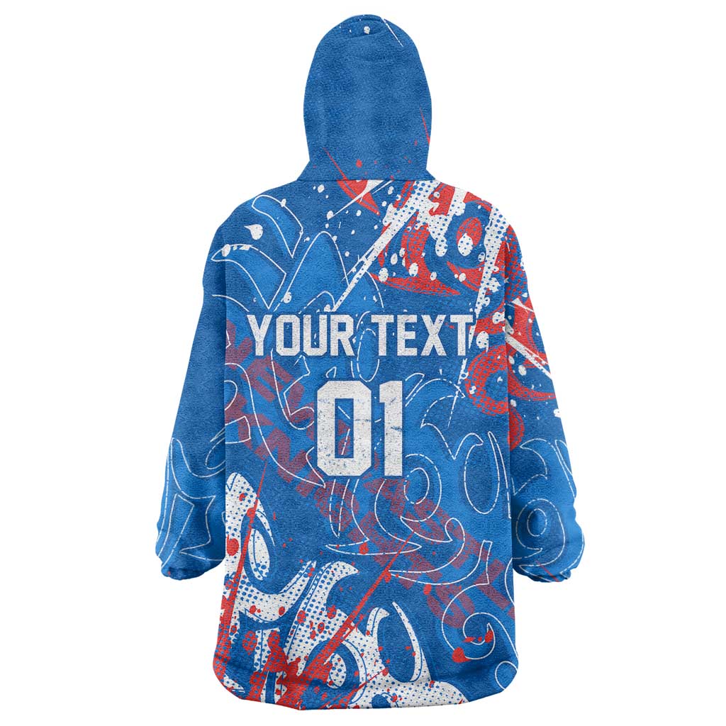 Personalized Newcastle Knights Rugby Wearable Blanket Hoodie Urban Street Graffiti Style - Distressed Splatter Elements