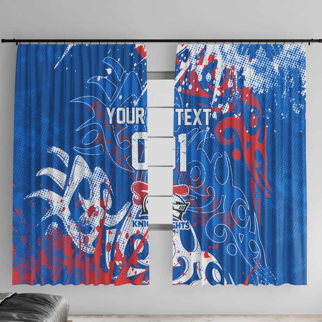 Personalized Newcastle Knights Rugby Window Curtain Urban Street Graffiti Style - Distressed Splatter Elements