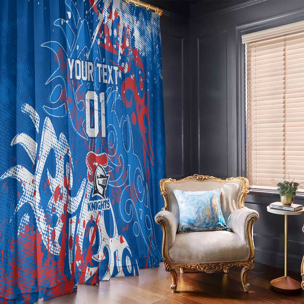 Personalized Newcastle Knights Rugby Window Curtain Urban Street Graffiti Style - Distressed Splatter Elements