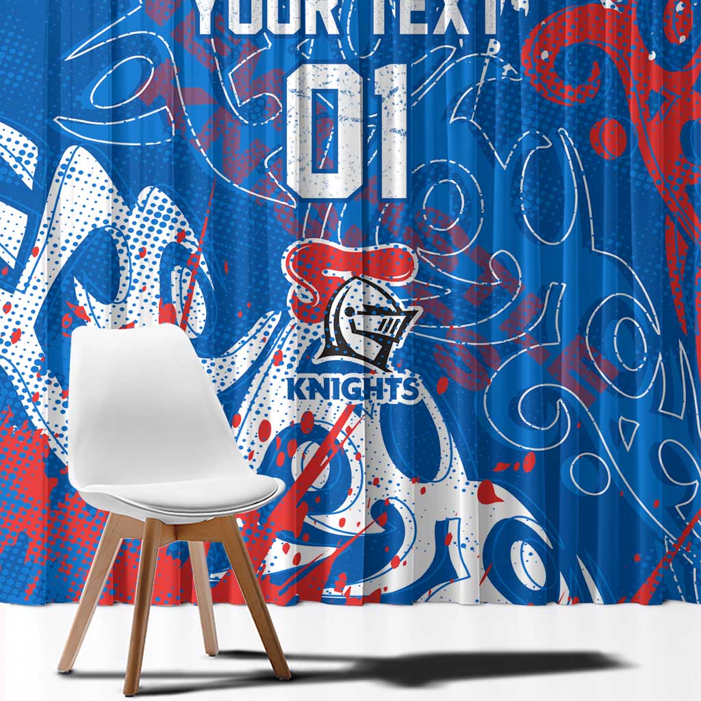 Personalized Newcastle Knights Rugby Window Curtain Urban Street Graffiti Style - Distressed Splatter Elements