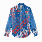 Personalized Newcastle Knights Rugby Women Casual Shirt Urban Street Graffiti Style - Distressed Splatter Elements