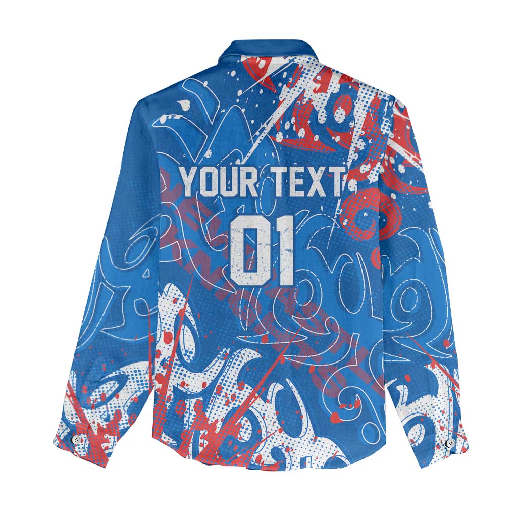 Personalized Newcastle Knights Rugby Women Casual Shirt Urban Street Graffiti Style - Distressed Splatter Elements