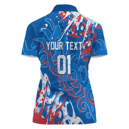 Personalized Newcastle Knights Rugby Women Polo Shirt Urban Street Graffiti Style - Distressed Splatter Elements