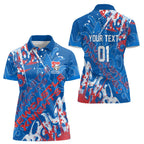 Personalized Newcastle Knights Rugby Women Polo Shirt Urban Street Graffiti Style - Distressed Splatter Elements