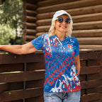 Personalized Newcastle Knights Rugby Women Polo Shirt Urban Street Graffiti Style - Distressed Splatter Elements