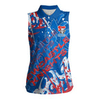 Personalized Newcastle Knights Rugby Women Sleeveless Polo Shirt Urban Street Graffiti Style - Distressed Splatter Elements